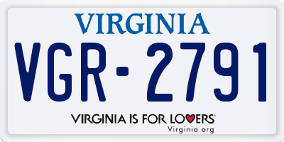 VA license plate VGR2791