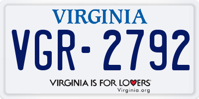 VA license plate VGR2792