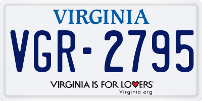 VA license plate VGR2795