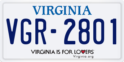 VA license plate VGR2801