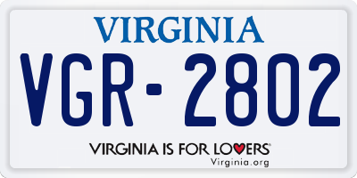 VA license plate VGR2802
