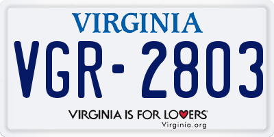 VA license plate VGR2803