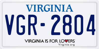VA license plate VGR2804