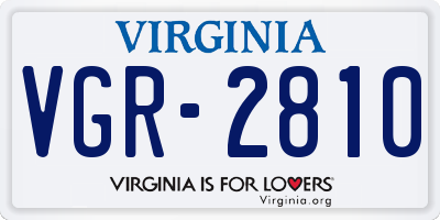VA license plate VGR2810