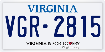 VA license plate VGR2815