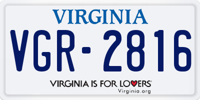 VA license plate VGR2816