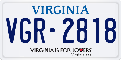 VA license plate VGR2818