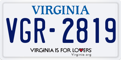 VA license plate VGR2819