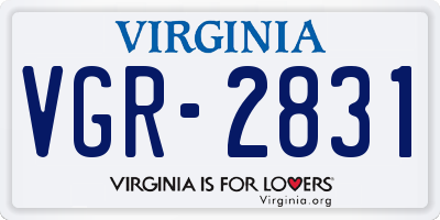 VA license plate VGR2831