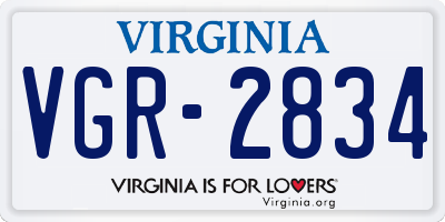 VA license plate VGR2834