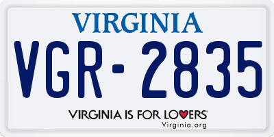 VA license plate VGR2835
