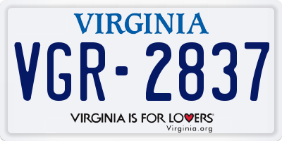 VA license plate VGR2837