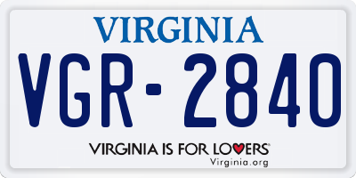 VA license plate VGR2840