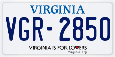 VA license plate VGR2850