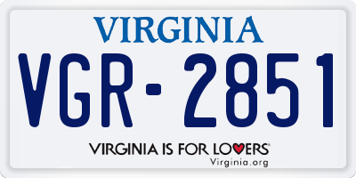 VA license plate VGR2851