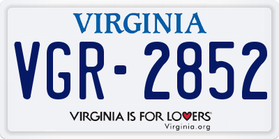 VA license plate VGR2852