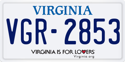 VA license plate VGR2853