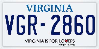 VA license plate VGR2860
