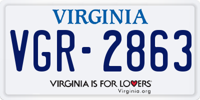 VA license plate VGR2863