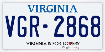 VA license plate VGR2868