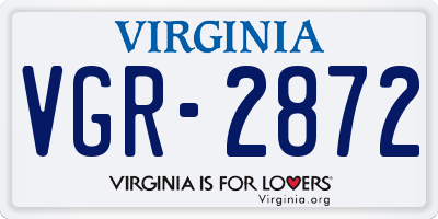 VA license plate VGR2872