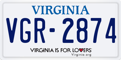 VA license plate VGR2874