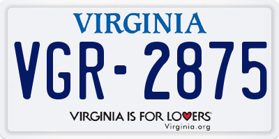 VA license plate VGR2875