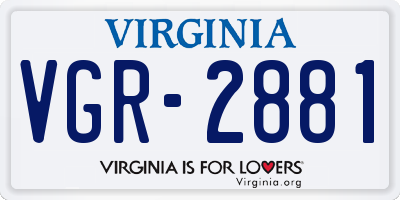 VA license plate VGR2881