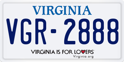 VA license plate VGR2888