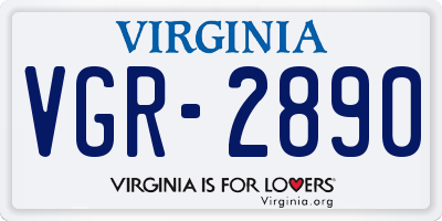 VA license plate VGR2890