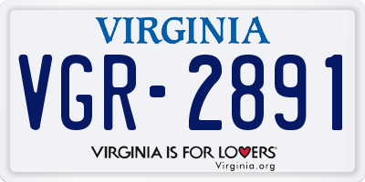 VA license plate VGR2891