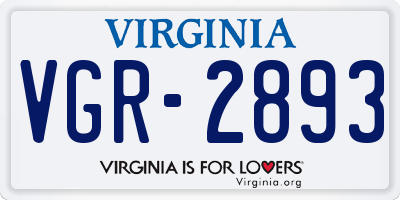 VA license plate VGR2893