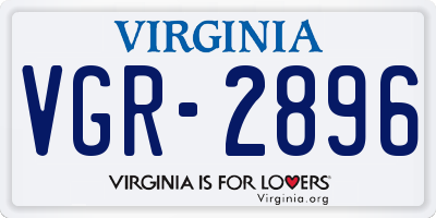 VA license plate VGR2896