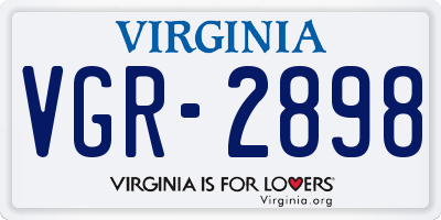VA license plate VGR2898