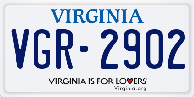 VA license plate VGR2902