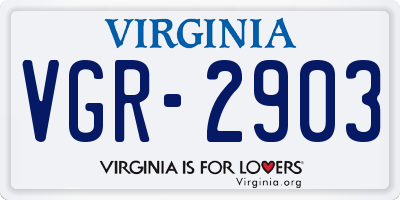 VA license plate VGR2903