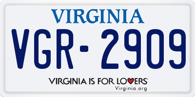 VA license plate VGR2909