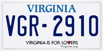 VA license plate VGR2910