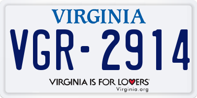 VA license plate VGR2914