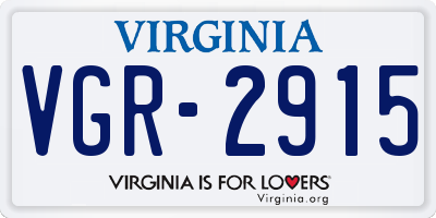 VA license plate VGR2915