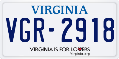 VA license plate VGR2918