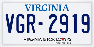 VA license plate VGR2919