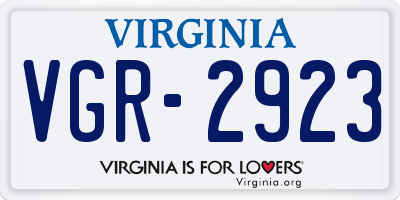 VA license plate VGR2923