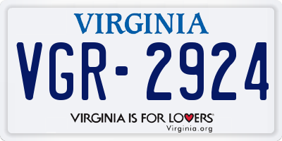 VA license plate VGR2924