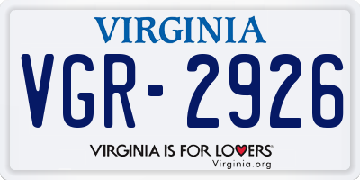VA license plate VGR2926