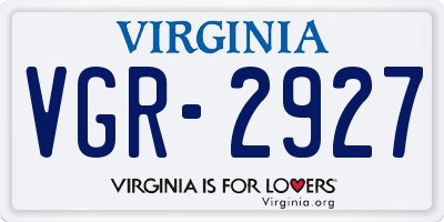 VA license plate VGR2927