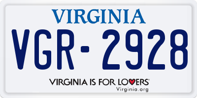 VA license plate VGR2928