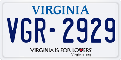 VA license plate VGR2929
