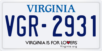 VA license plate VGR2931