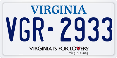 VA license plate VGR2933